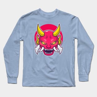 Oni Mask Demon Cartoon Long Sleeve T-Shirt